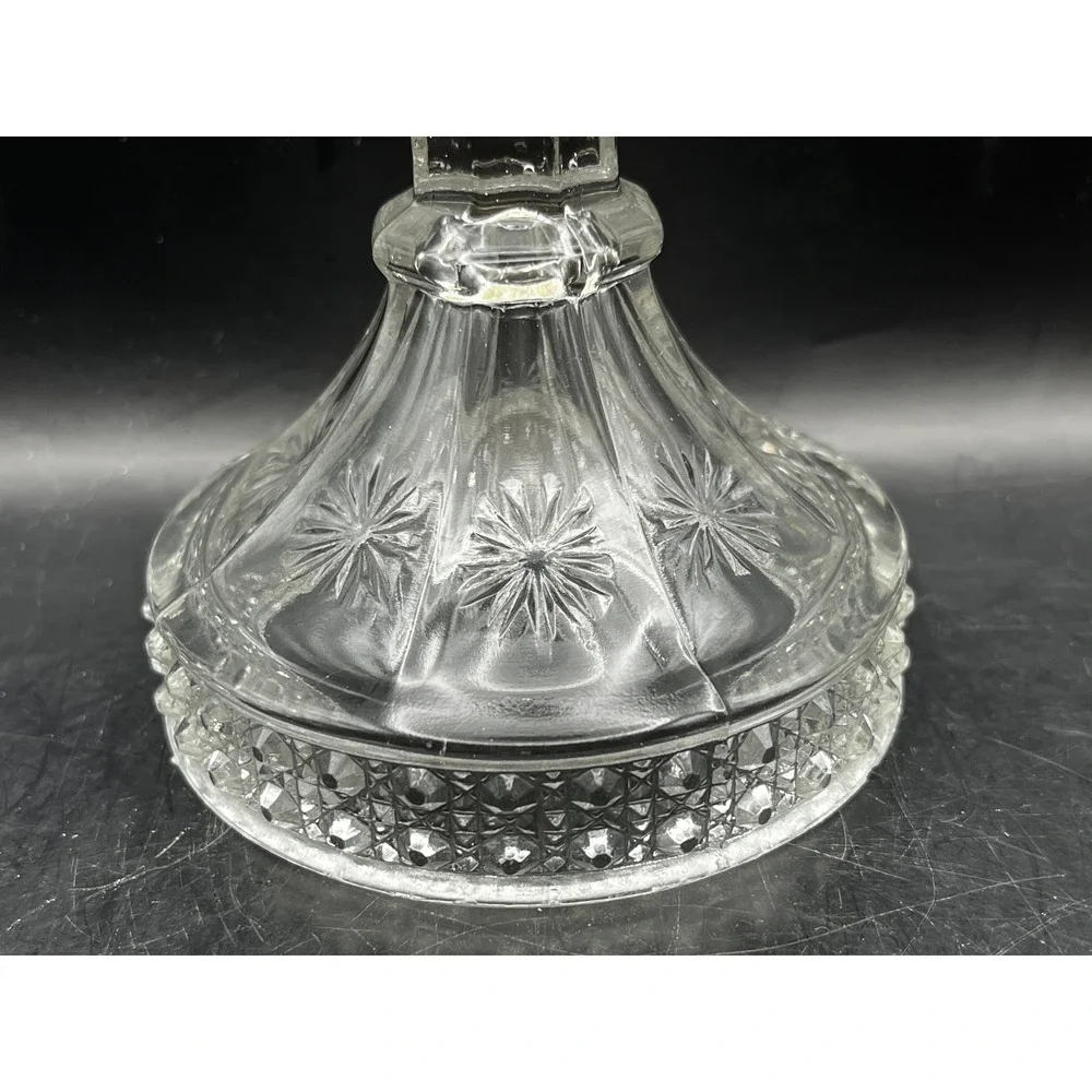 Vtg Imperial Glass Candlestick Holder Amelia Pattern Starburst 7